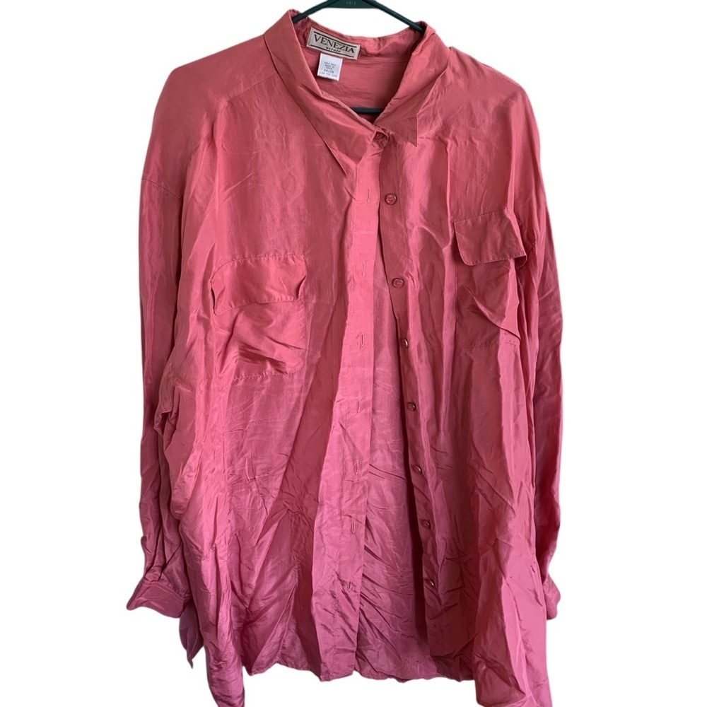 Venezia Vitale 100% Silk Button Down Womens Shirt Size 26/28